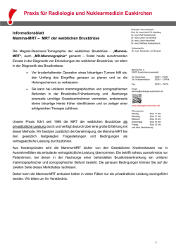 Informationsblatt Mamma-MRT &ndash; MRT der weiblichen Brustdr&uuml;se