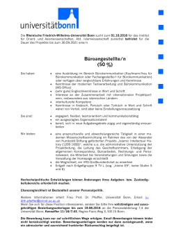 Büroangestellte/r (in Teilzeit, 50%) - Kennziffer 11