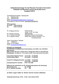 Gottesdienstordnung August 2016