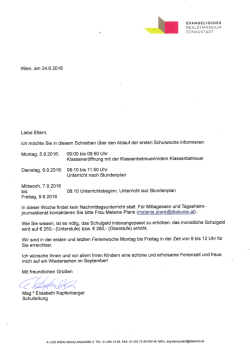 Information ersten Schulwoche Sept 2016