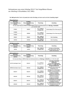Informationen zum ersten Schultag 2016/17 der fortgef&uuml;hrten