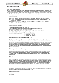 Infos zum Schuljahresende 2016