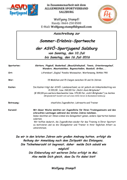 Ausschreibung Sommersportwoche 2016