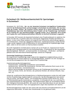 Eschenbach SG: Wettbewerbsentscheid für Sportanlagen in