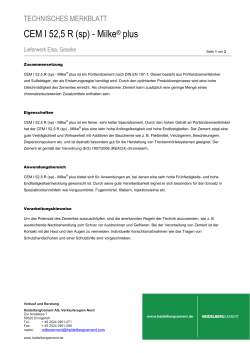 CEM I 52,5 R (sp) - Milke® plus - HeidelbergCement in Deutschland