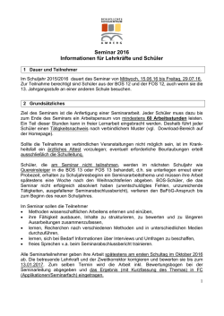 Informationen zum Seminar
