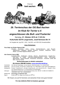 29. Terrierschau der OG Bad Aachen im Klub für Terrier e.V.