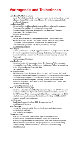 Vortragende und TrainerInnen
