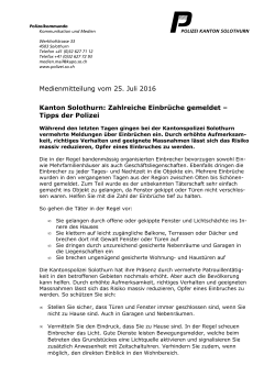 Tipps der Polizei - Kanton Solothurn