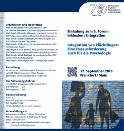 3. Forum Inklusion - Integration von Flüchtlingen - BDP