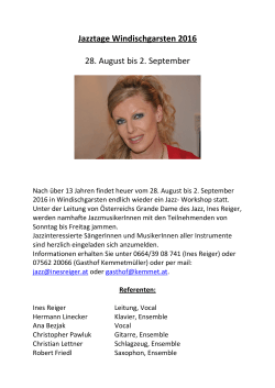 Jazztage Windischgarsten 2016 28. August bis 2