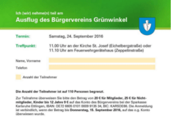 Anmeldung Ausflug - Bürgerverein Grünwinkel