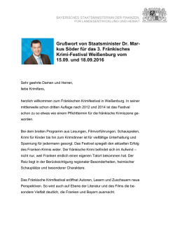Grußwort Dr. Markus Söder - Fränkisches Krimifestival