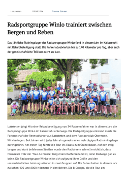 Radsportgruppe Winlo trainiert zwischen Bergen und Reben