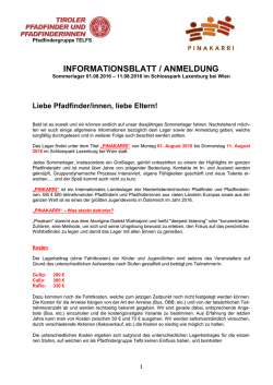 INFORMATIONSBLATT / ANMELDUNG