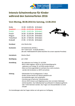 Intensiv-Schwimmkurse f&uuml;r Kinder w&auml;hrend den Sommerferien 2016