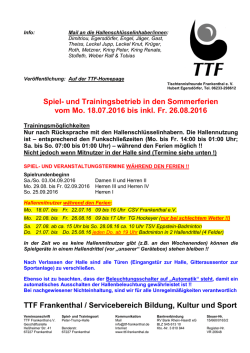 Hallennutzung Sommerferien