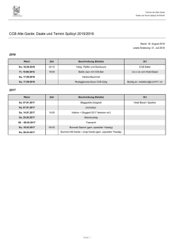 CCB Alte Garde: Daate und Termin Spiilzyt 2015/2016