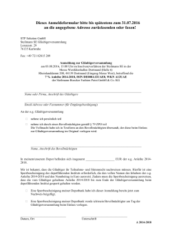 Dieses Anmeldeformular bitte bis sp&auml;testens zum 31.07.2016 an die