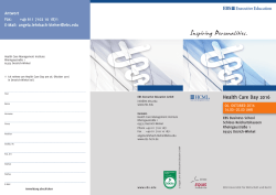 Flyer Health Care Day - Health Care Management Institute