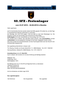 Anmeldung (Aufnahmeantrag) für die Mitgliedschaft - SFZ