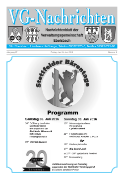 Jahrgang 27 Freitag, den 24. Juni 2016 Nummer 6 - vg