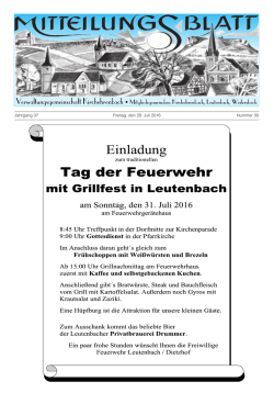 Jahrgang 37 Freitag, den 29. Juli 2016 Nummer 30