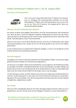 Probe-Carsharing in Toblach vom 1. bis 31. August 2016