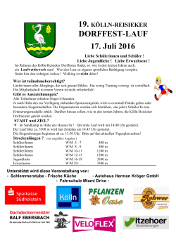 Informationen und Anmeldung zum Dorffest Lauf 2016 in Kölln