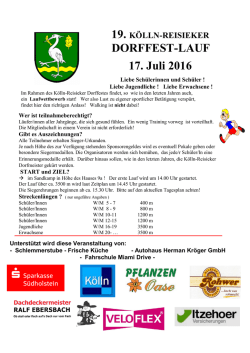 Informationen und Anmeldung zum Dorffest Lauf 2016 in K&ouml;lln
