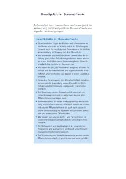 Page 1 Umweltpolitik der Donaukraftwerke Aufbauend auf der