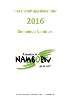 Veranstaltungskalender Gemeinde Namborn