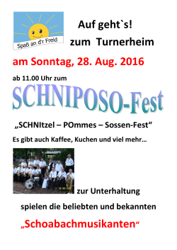 Auf geht`s! zum Turnerheim am Sonntag, 28. Aug. 2016