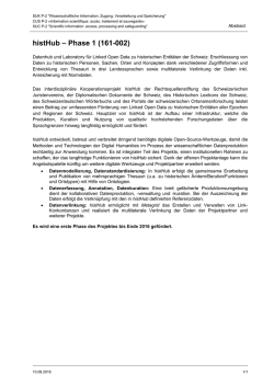 histHub &ndash; Phase 1 (161-002)