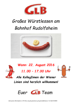 Gro&szlig;es W&uuml;rstlessen am Bahnhof Rudolfsheim Euer Team