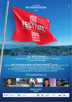 31. juli 2016chf15 1. august bundesfeier wädenswil 2016eintritt frei