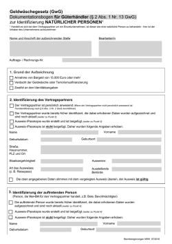 Dokumentationsbogen zur Identifizierung von nat&uuml;rlichen Personen