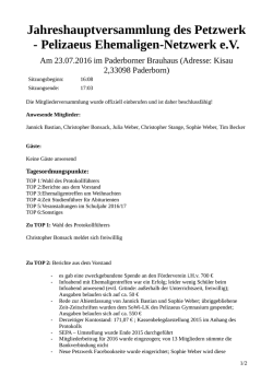 Jahreshauptversammlung des Petzwerk