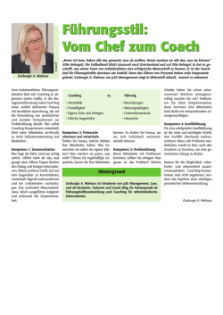 Vom Chef zum Coach F&uuml;hrungsstil: Vom Chef zum Coach