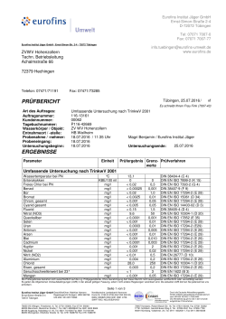 Versorgungszone II Untersuchungsergebnis