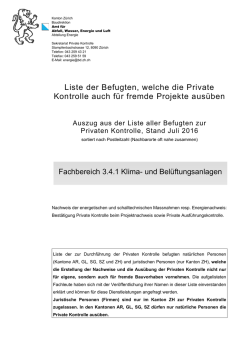 Liste der Befugten, welche die Private Kontrolle auch f&uuml;r fremde