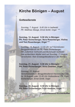 Gottesdienste B&ouml;nigen August 2016 - Pfarrkreis B&ouml;nigen