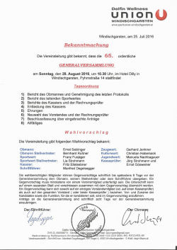 Bekanntmachung als  - Sportunion Windischgarsten