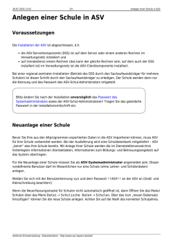 Anlegen einer Schule in ASV