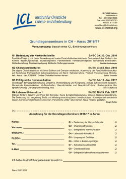 Grundlagenseminare in CH – Aarau 2016/17