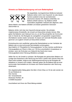 Hinweis zur Batterieentsorgung und zum Batteriepfand