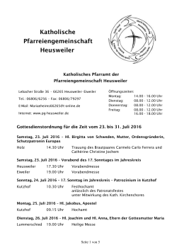 Kirchliche Nachrichten Juli 2016 - Pfarreiengemeinschaft Heusweiler