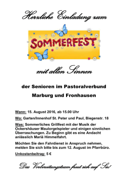 Herzliche Einladung zum mit allen Sinnen