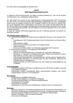eine/n SAP-Applikationsbetreuer/in