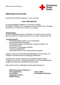 eine/n Mitarbeiter/in - Studentenwerk Freiberg